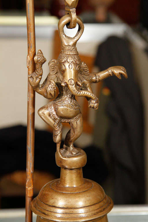20th Century Ganesha Temple Bell on Stand